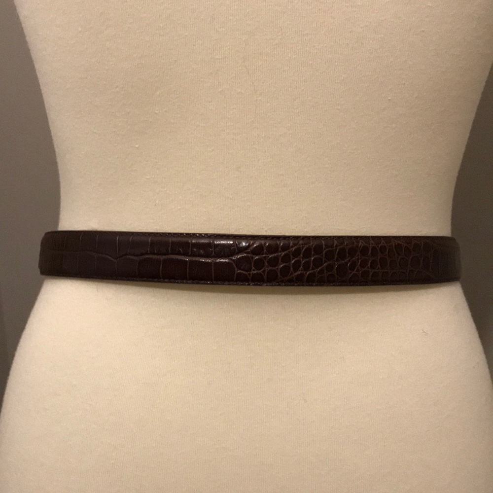 Fossil brown leather belt silver buckle - Picture 3 of 6